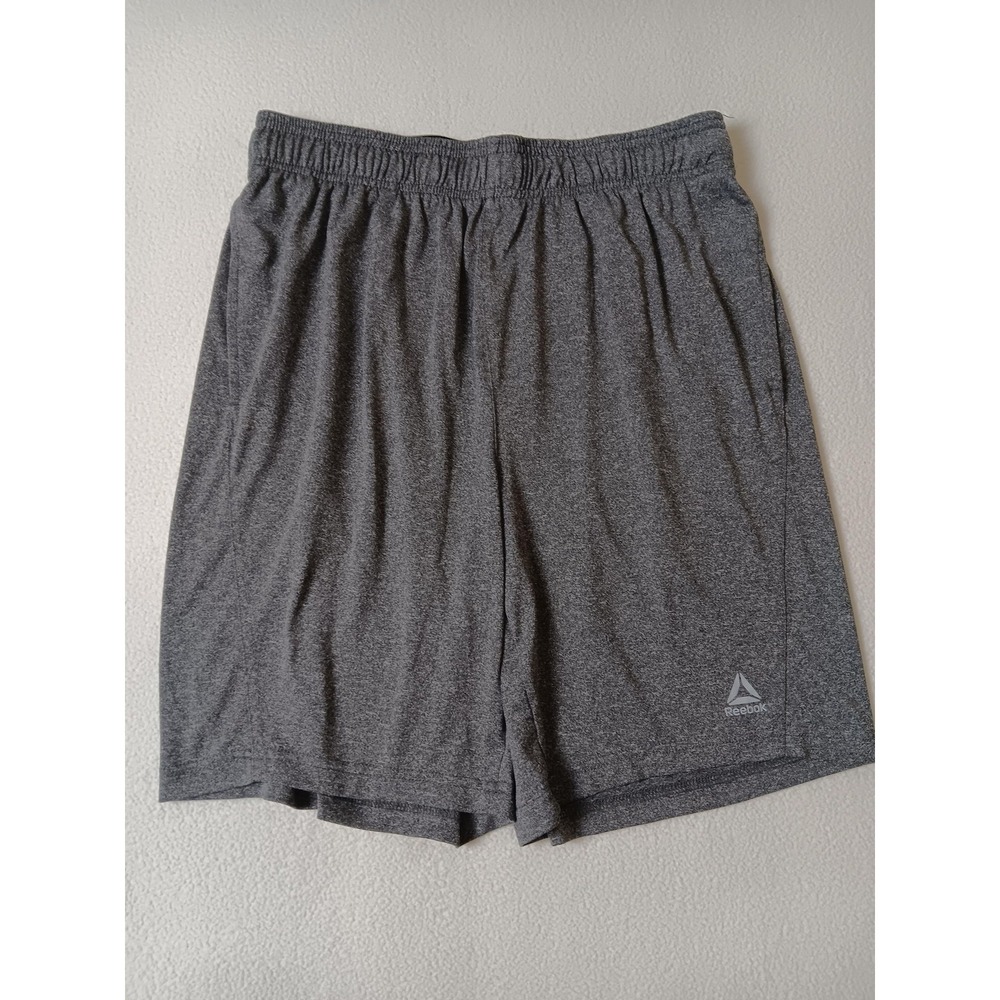 Reebok Shorts Mens M Gray Elastic Waist Drawstring Athletic Gym Training